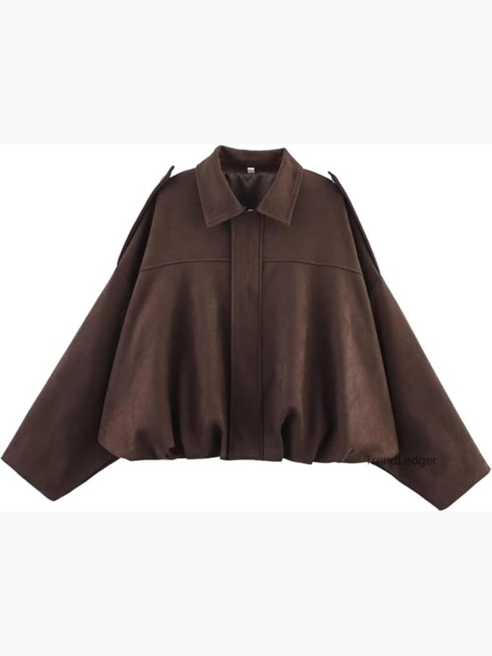 Faux Suede Oversized Bomber Jacket Lapel Pilot Coat